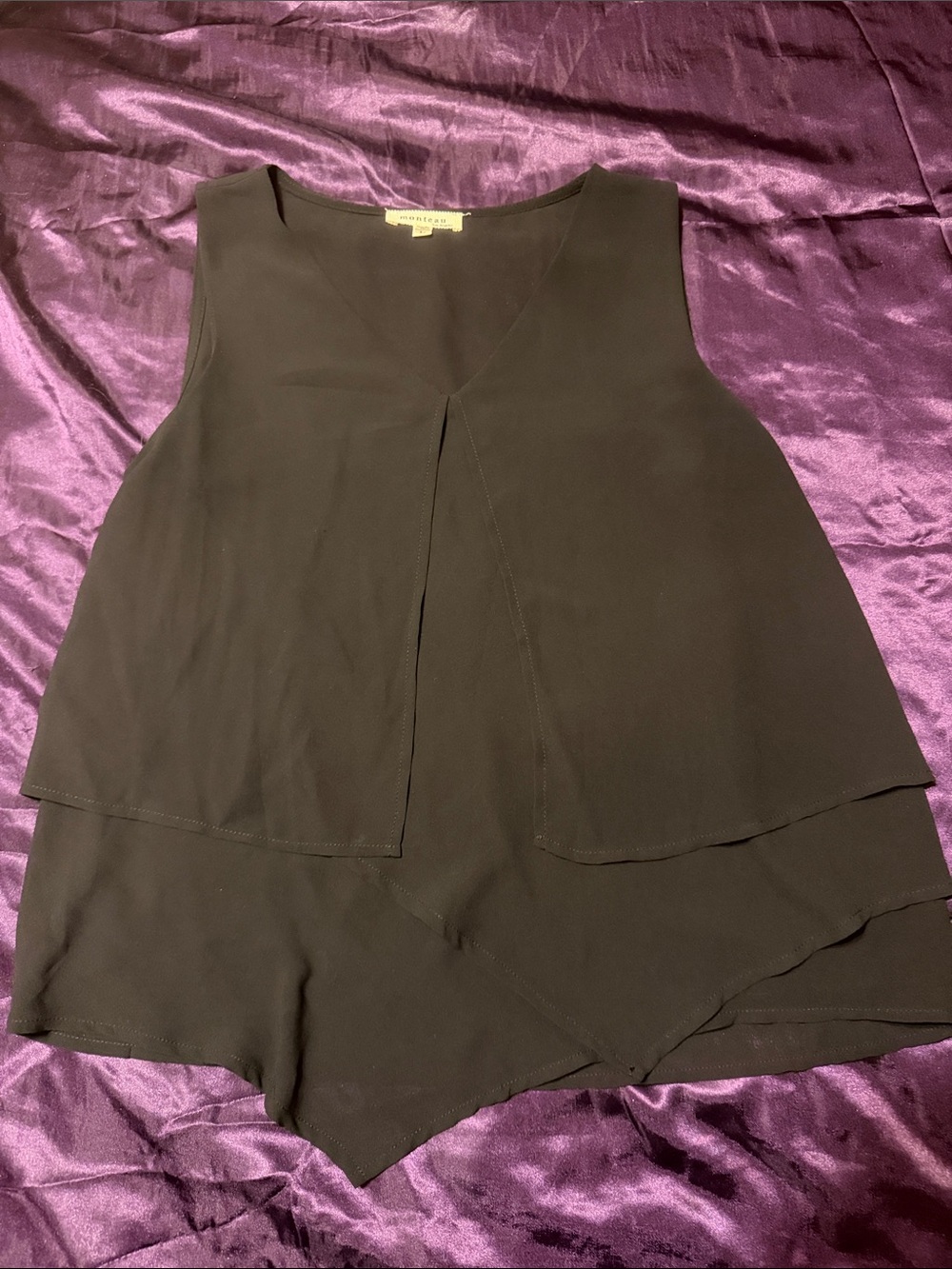 Monteau Black Layered Sleeveless Camisole
